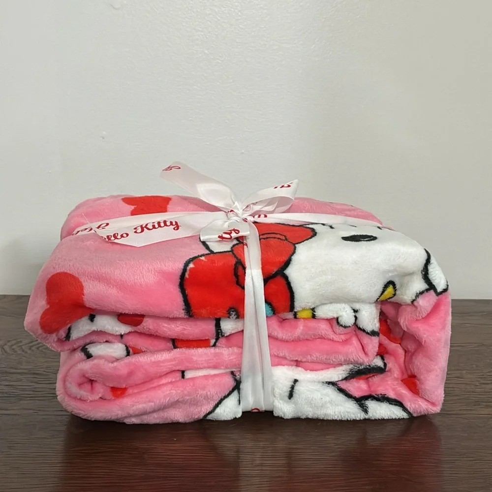 NWT- Sanrio- Hello Kitty- Pink Velvety Smooth- Silk Touch Throw Blanket 50x60